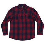 Plaid 2-Pocket Long-Sleeve Flannel Shirt // Red + Navy (M)