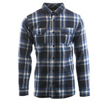 Plaid 2-Pocket Long-Sleeve Flannel Shirt // Blue + White (XL)
