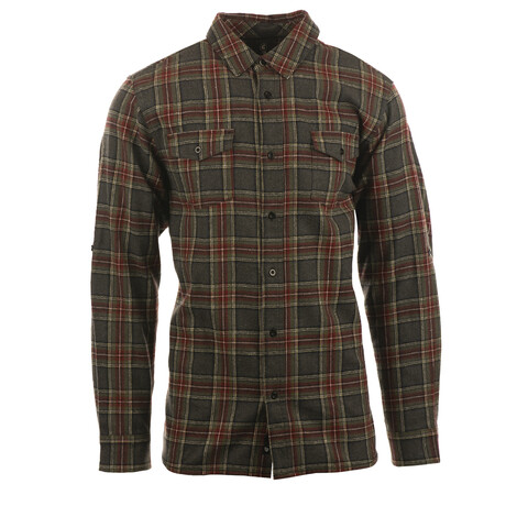Plaid 2-Pocket Long-Sleeve Flannel Shirt // Gray + Red (S)