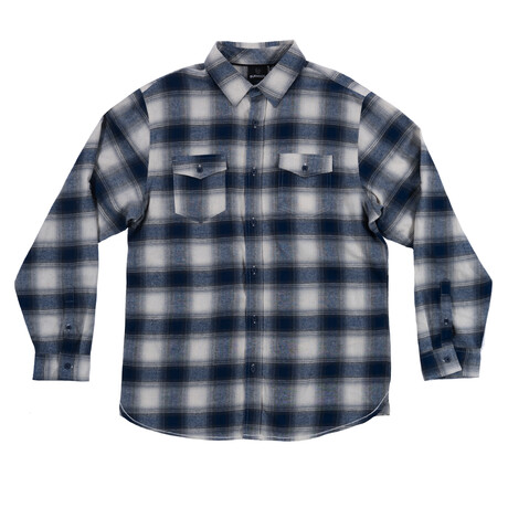 Plaid 2-Pocket Long-Sleeve Flannel Shirt // Beige + Blue (S)