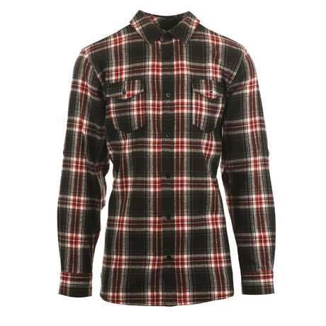 Plaid 2-Pocket Long-Sleeve Flannel Shirt // Red (S)
