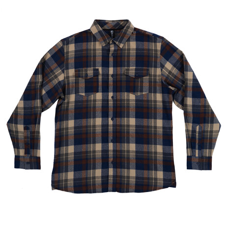 Plaid 2-Pocket Long-Sleeve Flannel Shirt // Brown (S)