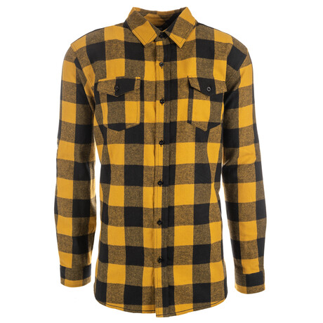 Checkered 2-Pocket Long-Sleeve Flannel Shirt // Yellow + Black (S)