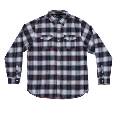 Plaid 2-Pocket Long-Sleeve Flannel Shirt // White + Red (S)
