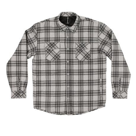 Plaid 2-Pocket Long-Sleeve Flannel Shirt // Gray + Steel (S)