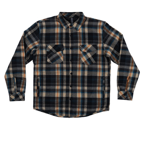 Plaid 2-Pocket Long-Sleeve Flannel Shirt // Khaki + Navy (S)