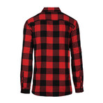 Checkered 2-Pocket Long-Sleeve Flannel Shirt // Red + Black (XL)