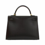 Hermes // Vintage Box Calfskin Leather Kelly 32 Handbag // Chocolate // Pre-Owned