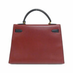 Hermes // Courchevel Leather Vintage Kelly 32 Handbag // Blue Indigo + Green + Rouge H // Pre-Owned