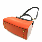 Tod's // Leather T Timeless Top Handle Shoulder Bag // Black + Orange + Rose-Beige // Pre-Owned