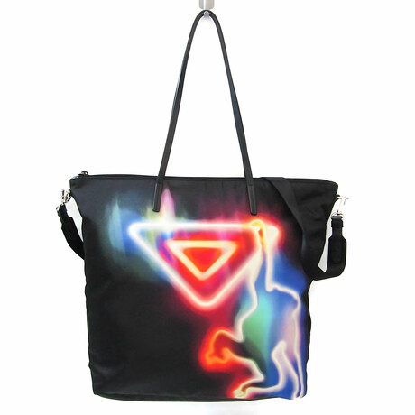 Prada // Tessuto Stampato + Leather Neon Monkey Miami Art-Deco Tote // Black + Multi // Pre-Owned