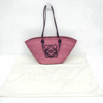 Loewe // Iraca Palm + Leather Anagram Basket Tote Bag // Rose + Purple // Pre-Owned