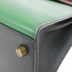 Hermes // Courchevel Leather Vintage Kelly 32 Handbag // Blue Indigo + Green + Rouge H // Pre-Owned