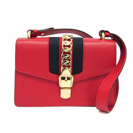 Gucci // Leather Sylvie Chain Crossbody Bag // Red // Pre-Owned