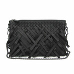Bottega Veneta // Intrecciato Leather Fringed Chain Shoulder Bag // Black // Pre-Owned