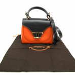 Tod's // Leather T Timeless Top Handle Shoulder Bag // Black + Orange + Rose-Beige // Pre-Owned