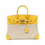 Hermes // Toile H + Epsom Leather Birkin 35 Handbag // Jaune // Pre-Owned