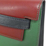 Hermes // Courchevel Leather Vintage Kelly 32 Handbag // Blue Indigo + Green + Rouge H // Pre-Owned