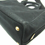 Prada // Denim Canvas Canapa Logo-Print Tote // Nero + Talco // Pre-Owned