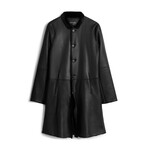 Button Front Closure Coat With Slit Hip Pockets, A // Black (46)