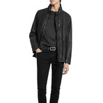 Military Jacket With Slanted Side Dart And Angled // Black (44)