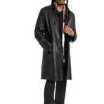 Button Front Closure Coat With Slit Hip Pockets, A // Black (46)
