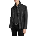 Military Jacket With Slanted Side Dart And Angled // Black (44)