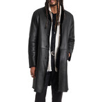 Button Front Closure Coat With Slit Hip Pockets, A // Black (46)