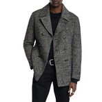 Harden Peacoat In Nep Wool // Black + White (48)