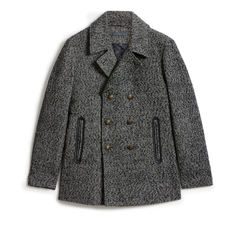 Harden Peacoat In Nep Wool // Black + White (48)