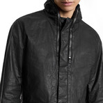 Military Jacket With Slanted Side Dart And Angled // Black (44)