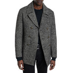 Harden Peacoat In Nep Wool // Black + White (48)