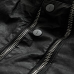 Military Jacket With Slanted Side Dart And Angled // Black (44)