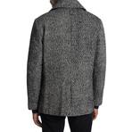 Harden Peacoat In Nep Wool // Black + White (48)