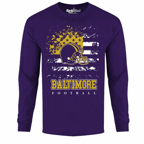 Star Spangled Football Long Sleeve Shirt - Baltimore // Purple (S)