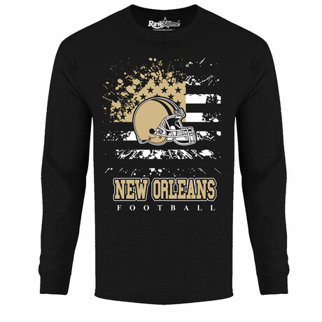 Star Spangled Football Long Sleeve Shirt - New Orleans // Black (S)