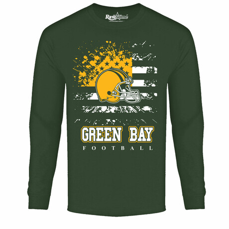 Star Spangled Football Long Sleeve Shirt - Green Bay // Forest Green (S)