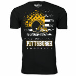 Star Spangled Football T-Shirt - Pittsburgh // Black (2XL)