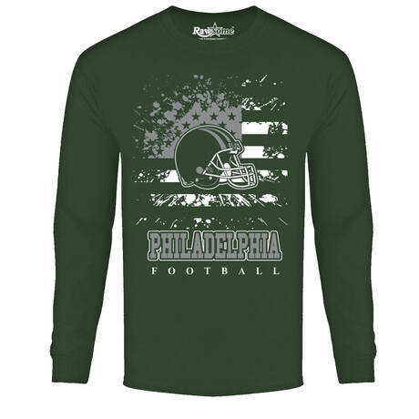 Star Spangled Football Long Sleeve Shirt - Philadelphia // Forest Green (S)