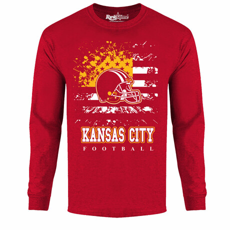 Star Spangled Football Long Sleeve Shirt - Kansas City // Red (S)