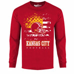 Star Spangled Football Long Sleeve Shirt - Kansas City // Red (2XL)