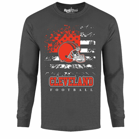 Star Spangled Football Long Sleeve Shirt - Cleveland // Charcoal (S)