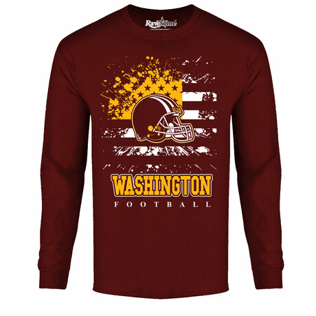 Star Spangled Football Long Sleeve Shirt - Washington // Burgundy (S)