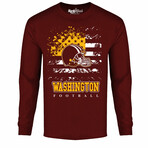 Star Spangled Football Long Sleeve Shirt - Washington // Burgundy (2XL)