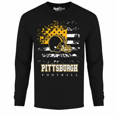 Star Spangled Football Long Sleeve Shirt - Pittsburgh // Black (S)