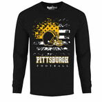 Star Spangled Football Long Sleeve Shirt - Pittsburgh // Black (L)