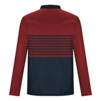 Striped Long-Sleeve Polo Shirt // Red (L)