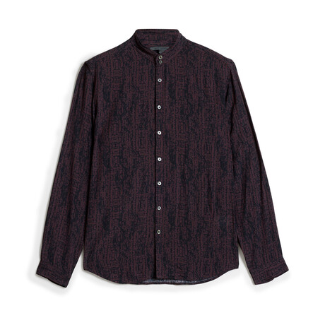 Double Band Collar Shirtswith Seam Detail // Dark Plum (XS)
