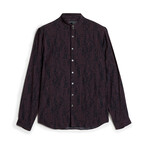 Double Band Collar Shirtswith Seam Detail // Dark Plum (XS)