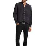 Multi Button Band Collar Shirt // Jet Black (S)